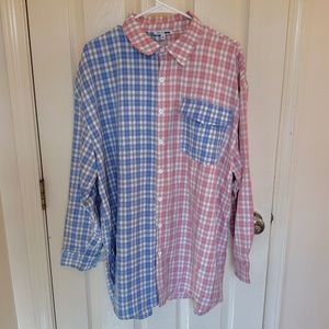 Fashion Nova Pink and Blue Plaid Oversize Shirt, size XL, NWOT